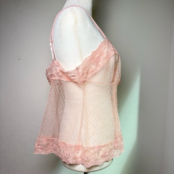 Vintage USA Y2K Babydoll Coquette Mesh Lace Camisole Teddy Chemise Top Peignoir - Picture 7 of 16